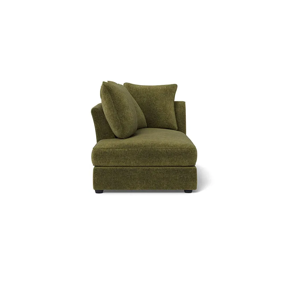 RHF Chaise Unit - Green, Boucle Velvet