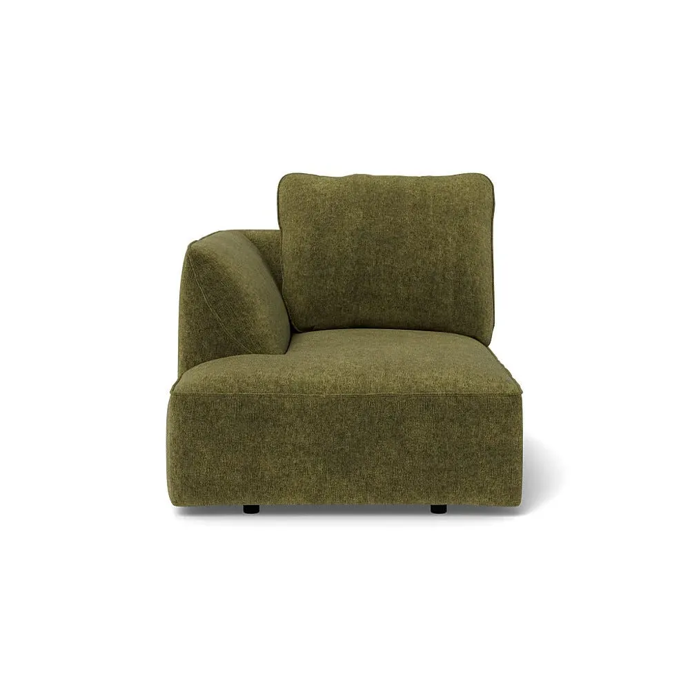 RHF Chaise Unit - Green, Boucle Velvet