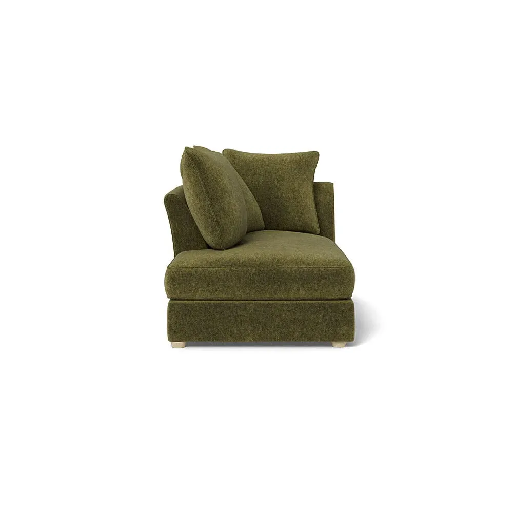 RHF Chaise Unit - Green, Boucle Velvet