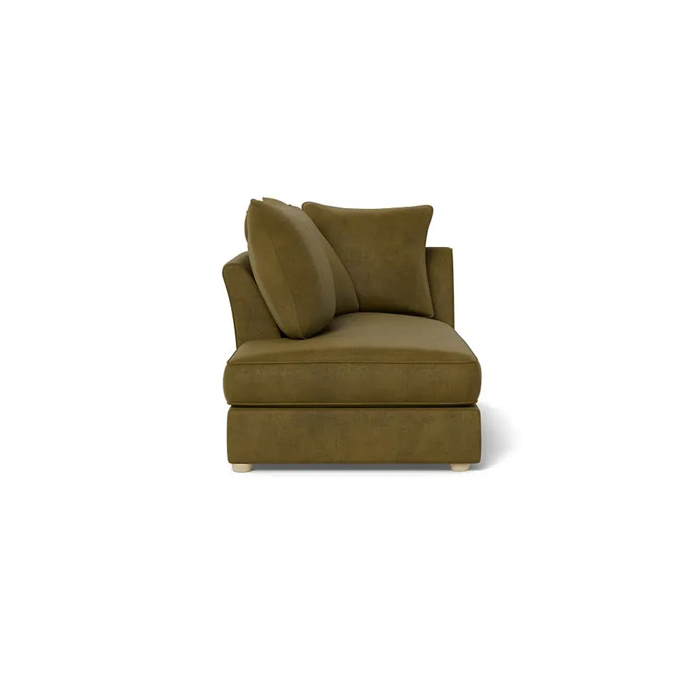 RHF Chaise Unit - Green, Smart Luxe Velvet