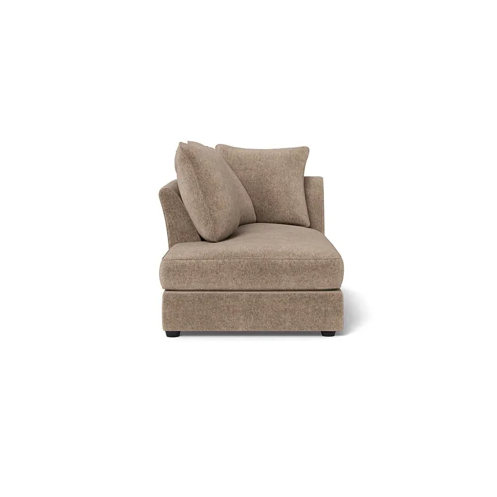 RHF Chaise Unit - Natural, Boucle Velvet
