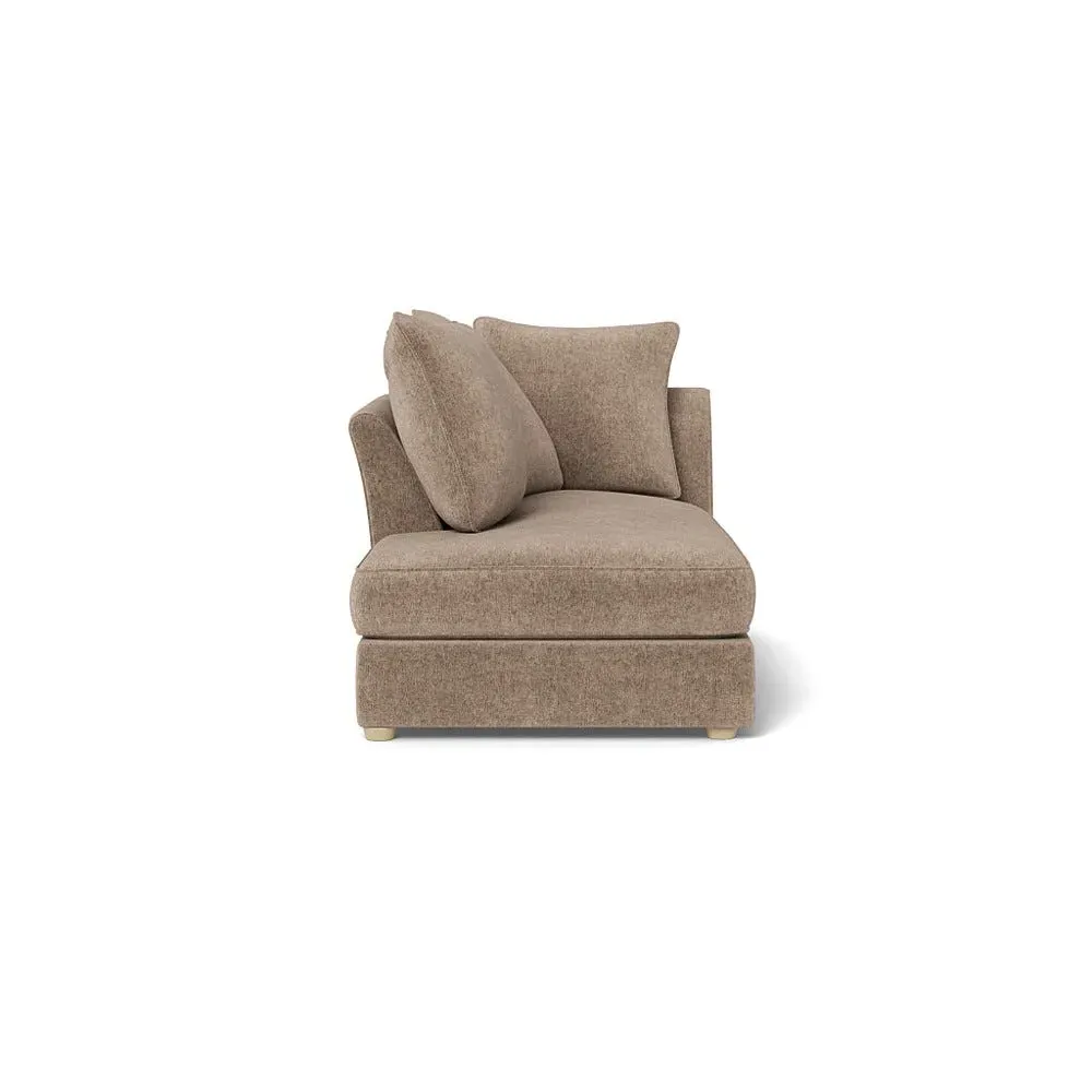 RHF Chaise Unit - Natural, Boucle Velvet