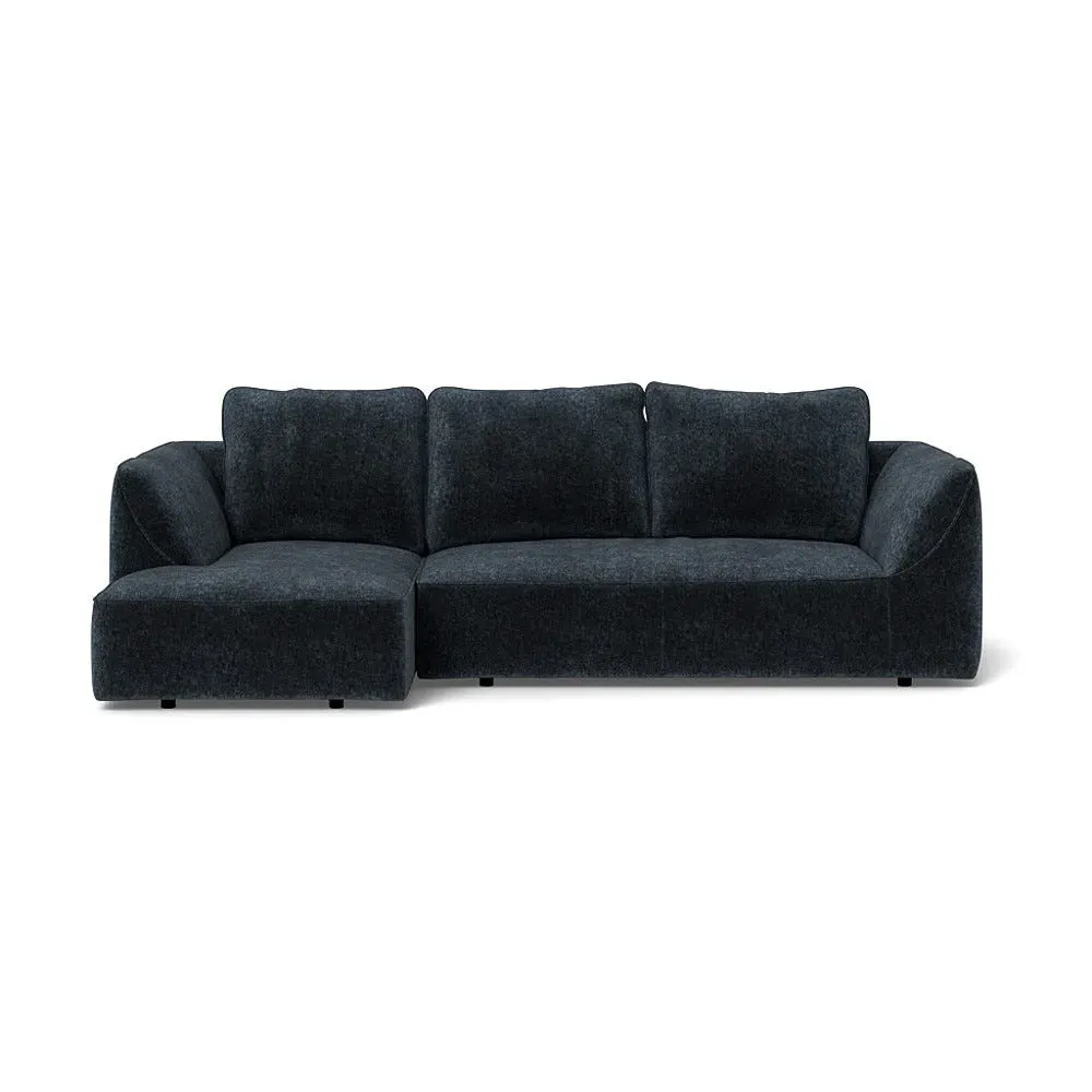 RHF Corner Chaise Sofa - Blue, Boucle Velvet