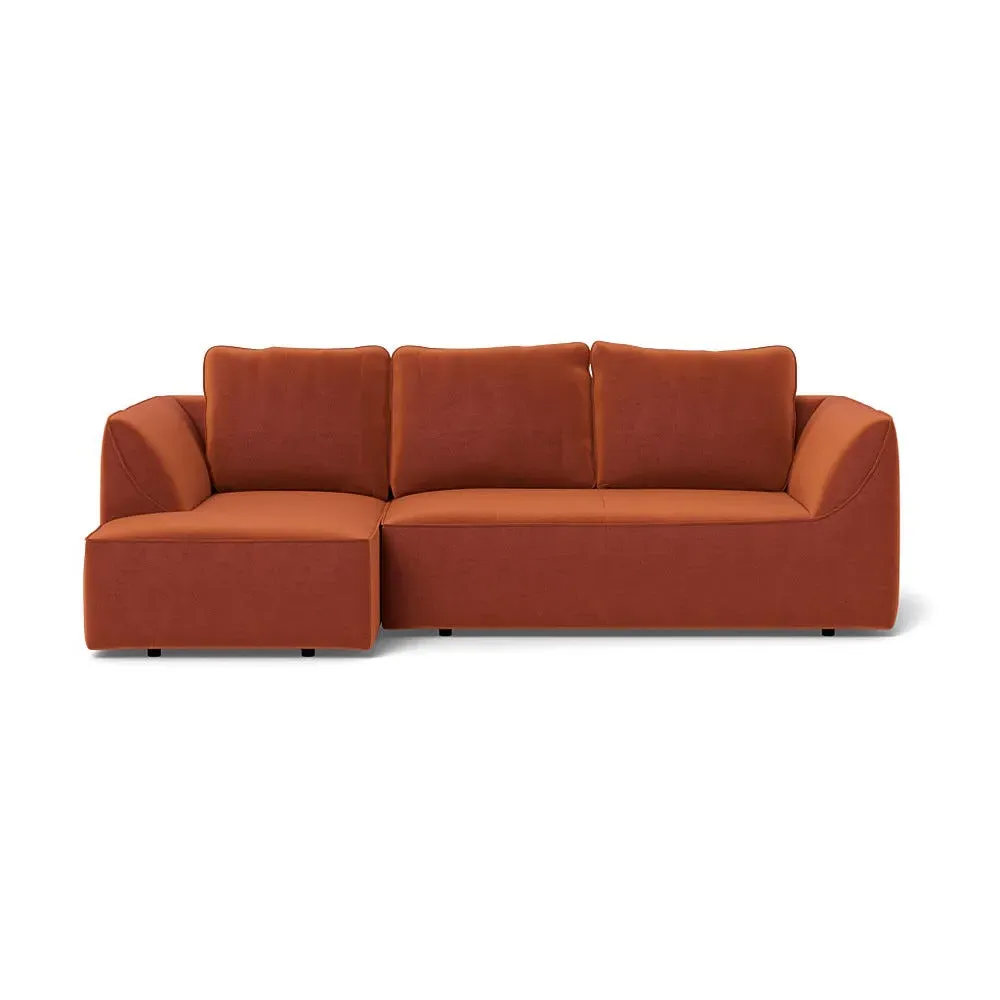 RHF Corner Chaise Sofa - Brown, Cotton Velvet