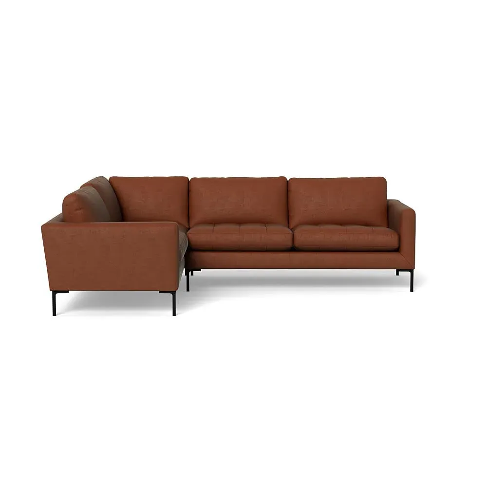 RHF Corner Sofa with Black Feet - Brown, Velvet