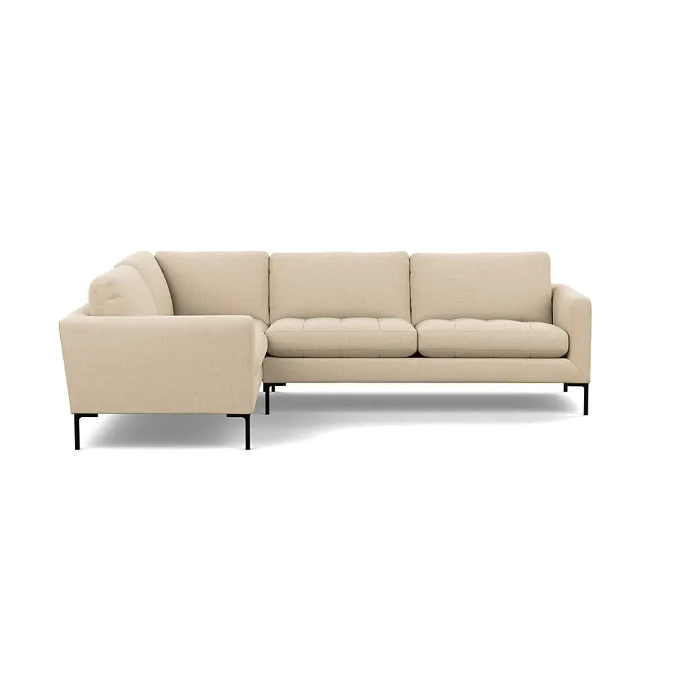 RHF Corner Sofa with Black Feet - Cream, Cotton image