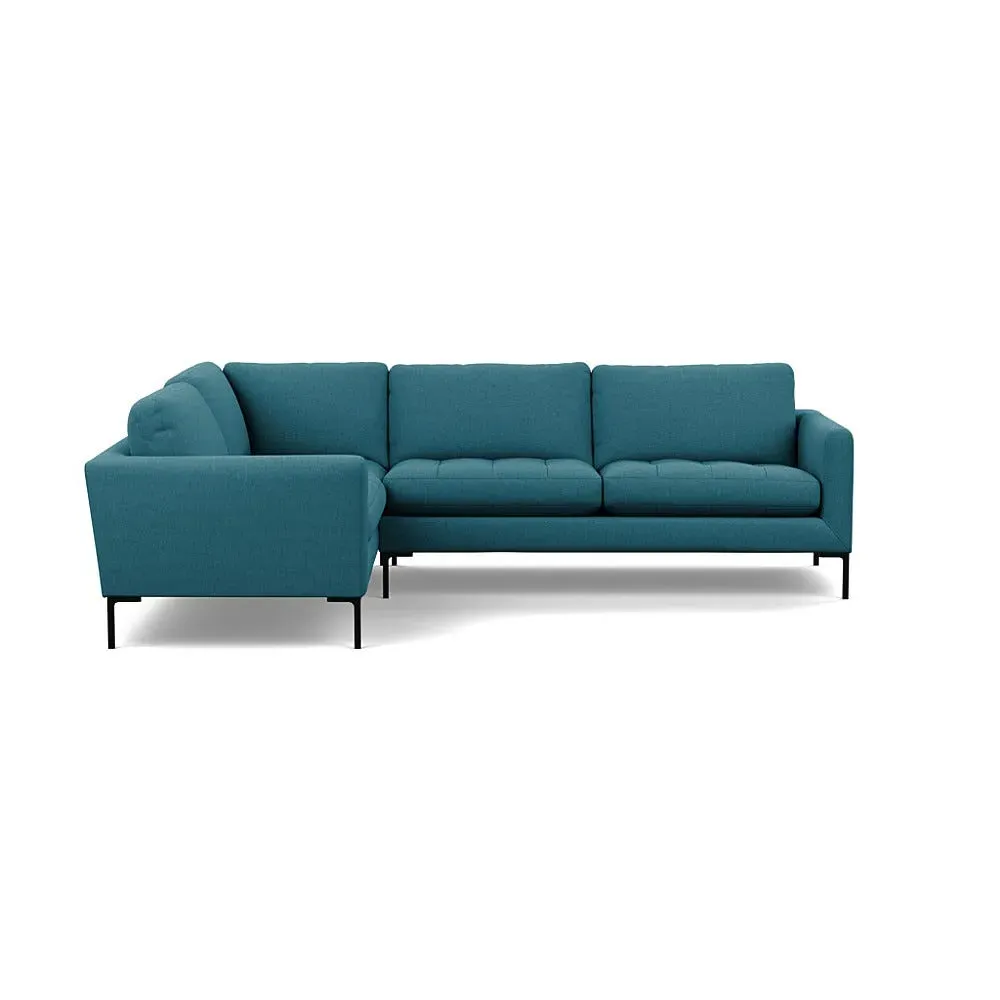 RHF Corner Sofa with Black Feet - Green, Cotton