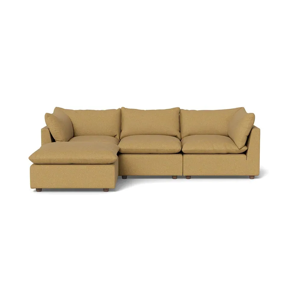 RHF Corner Sofa with Boucle Tweed - Yellow, Fabric