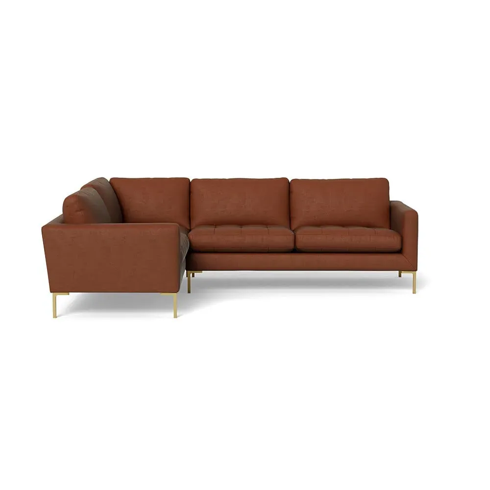 RHF Corner Sofa with Brass Feet - Brown, Velvet