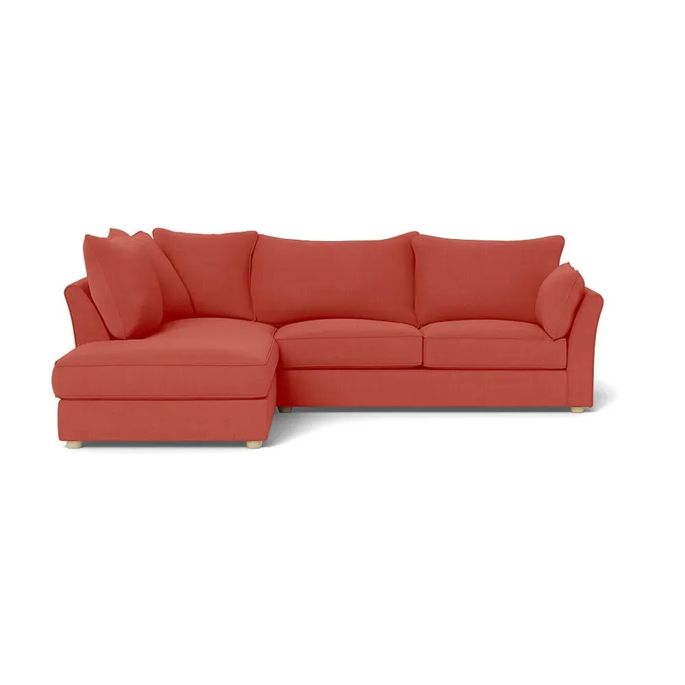 RHF Corner Sofa with Chaise - Red, Linen