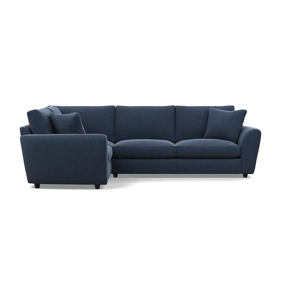 RHF Corner Sofa with Curved Arms - Blue, Boucle