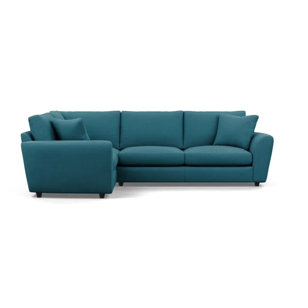 RHF Corner Sofa with Curved Arms - Blue, Cotton image