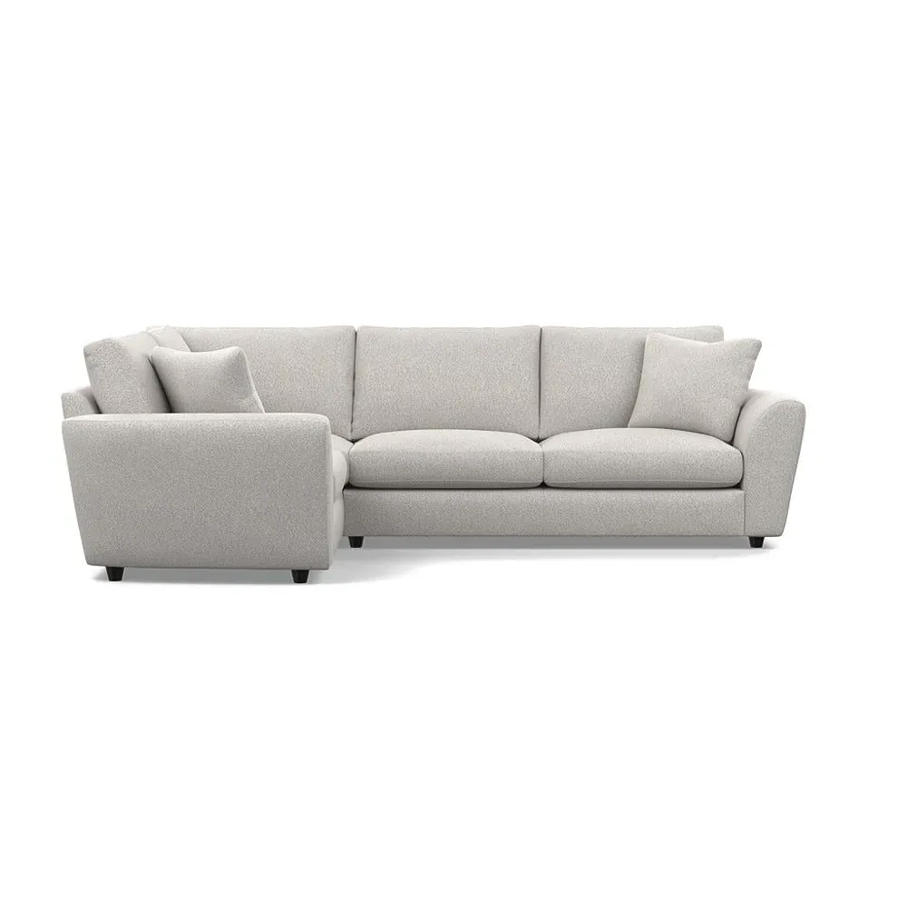RHF Corner Sofa with Curved Arms - Grey, Boucle