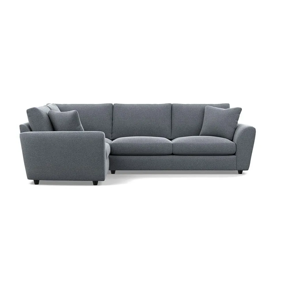 RHF Corner Sofa with Curved Arms - Grey, Boucle