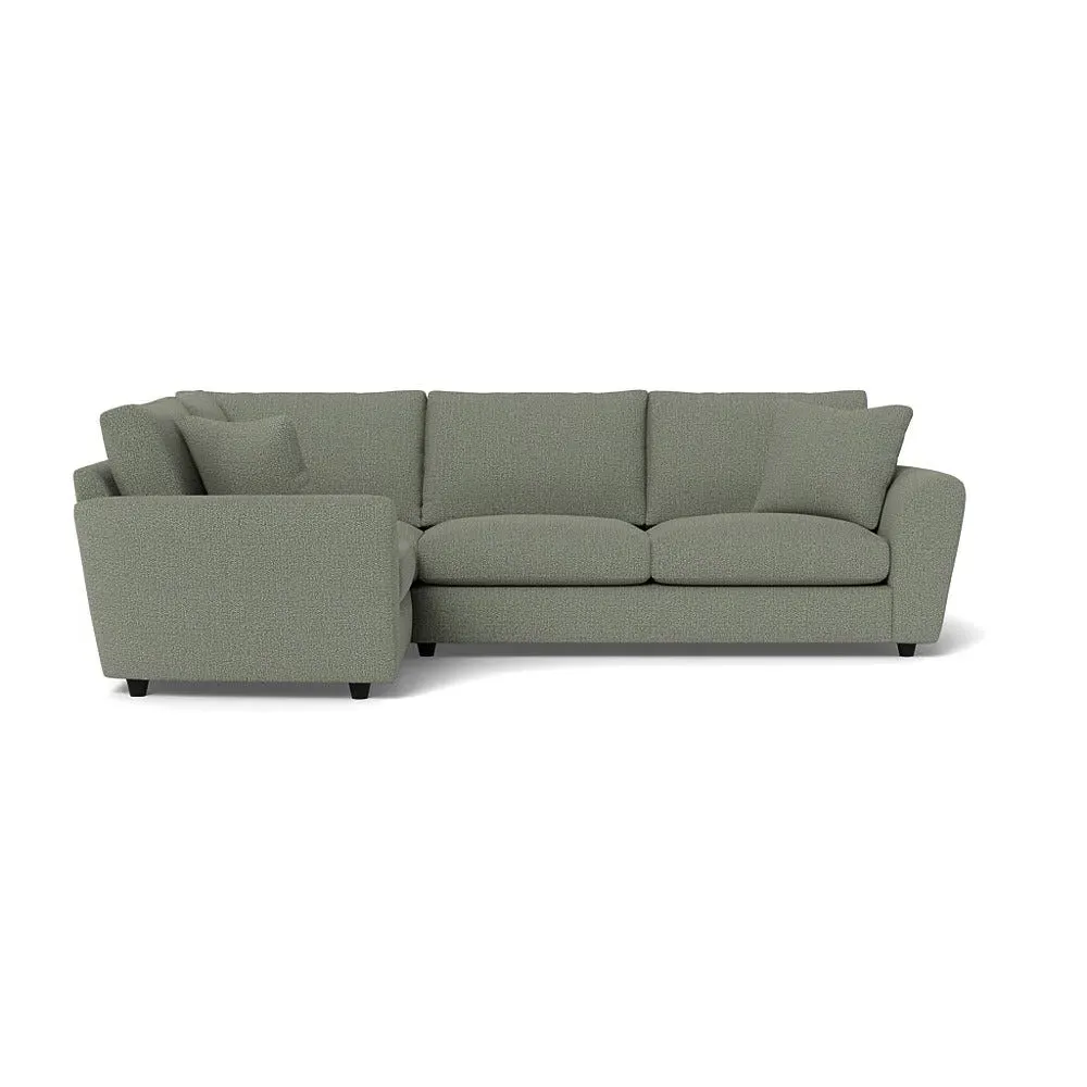 RHF Corner Sofa with Curved Arms - Grey, Boucle
