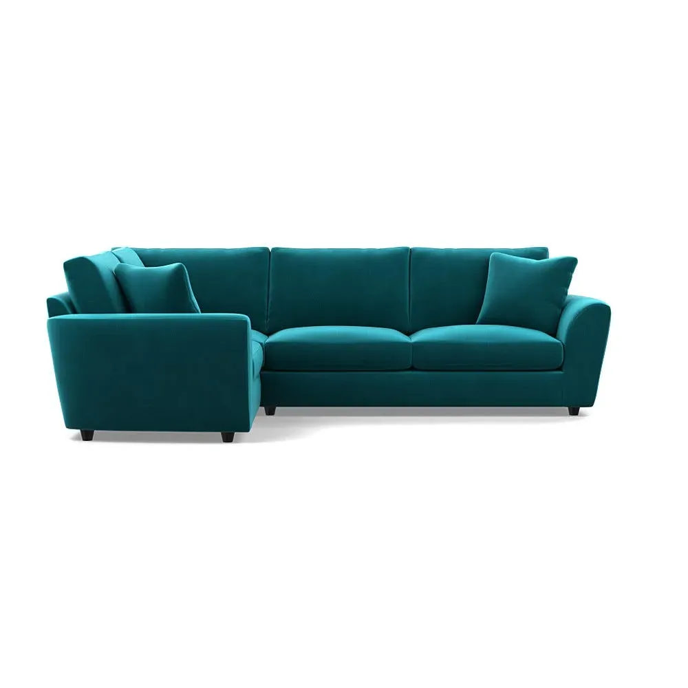 RHF Corner Sofa with Curved Arms - Natural, Velvet