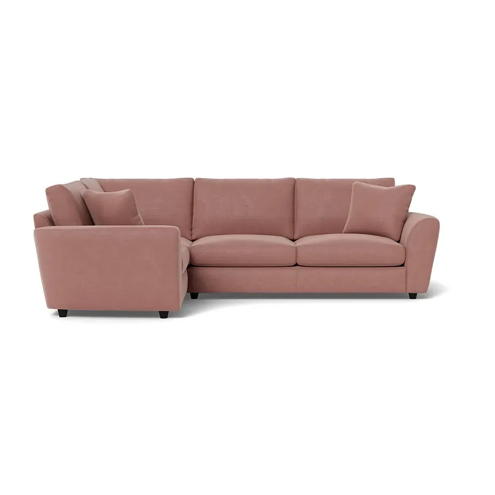 RHF Corner Sofa with Curved Arms - Pink, Velvet
