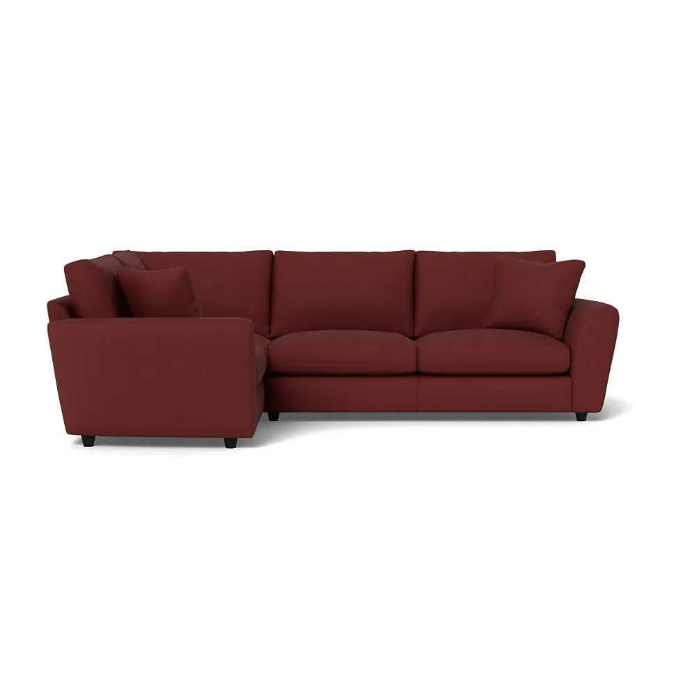 RHF Corner Sofa with Curved Arms - Red, Linen