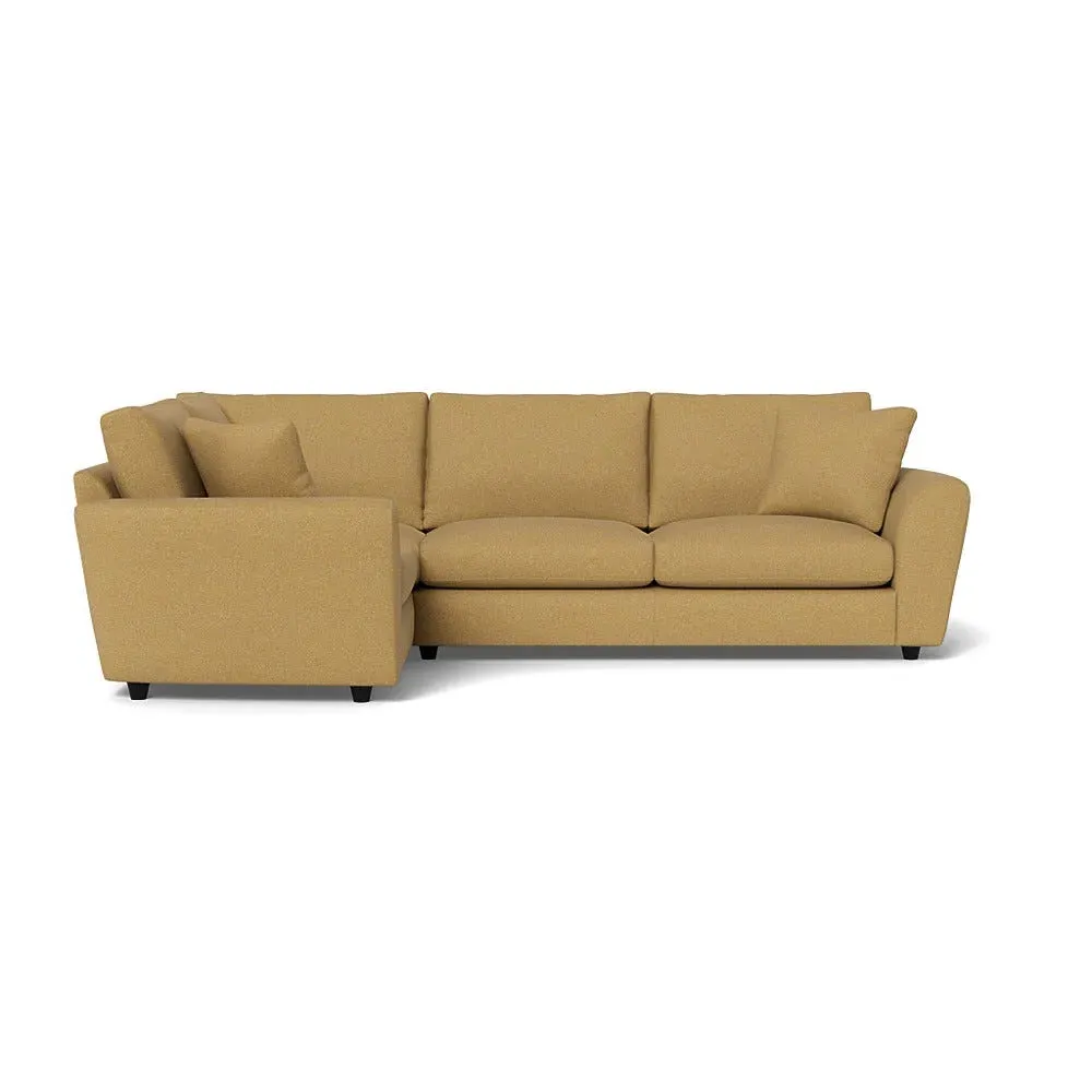 RHF Corner Sofa with Curved Arms - Yellow, Boucle