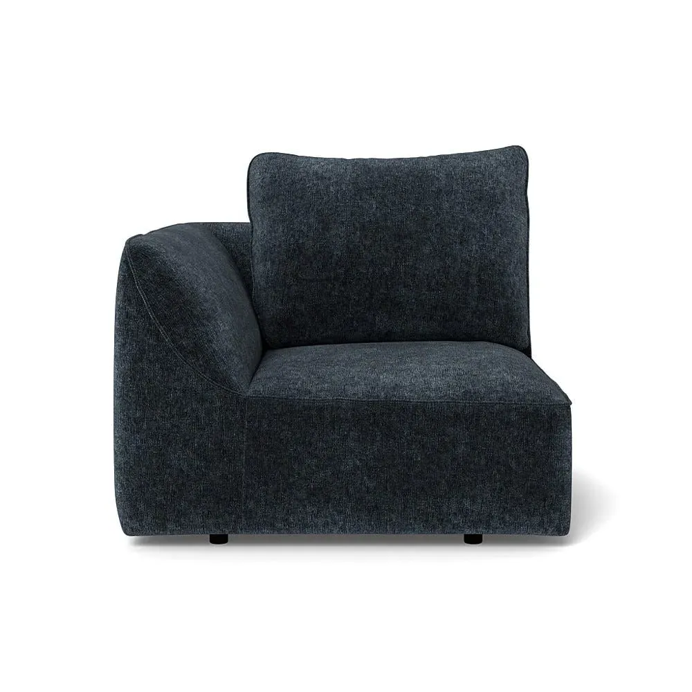 RHF Single Sofa Unit - Blue, Boucle Velvet