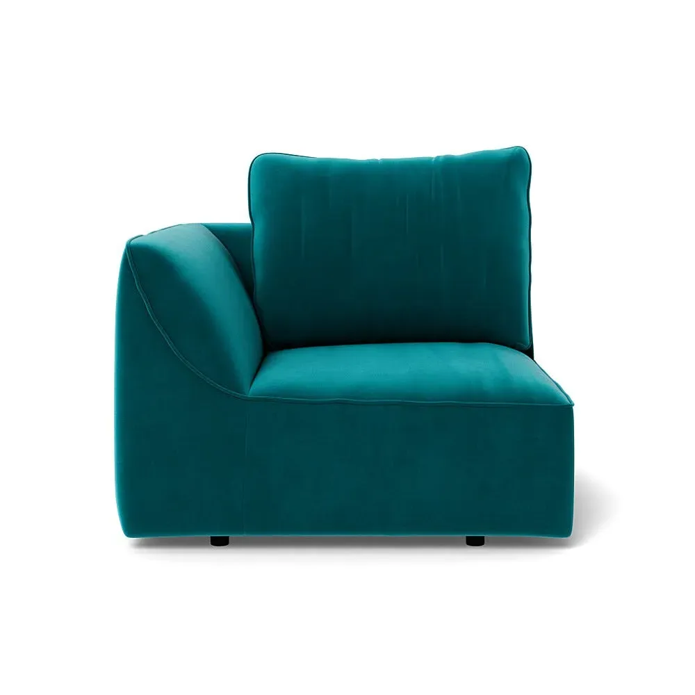 RHF Single Sofa Unit - Blue, Smart Velvet
