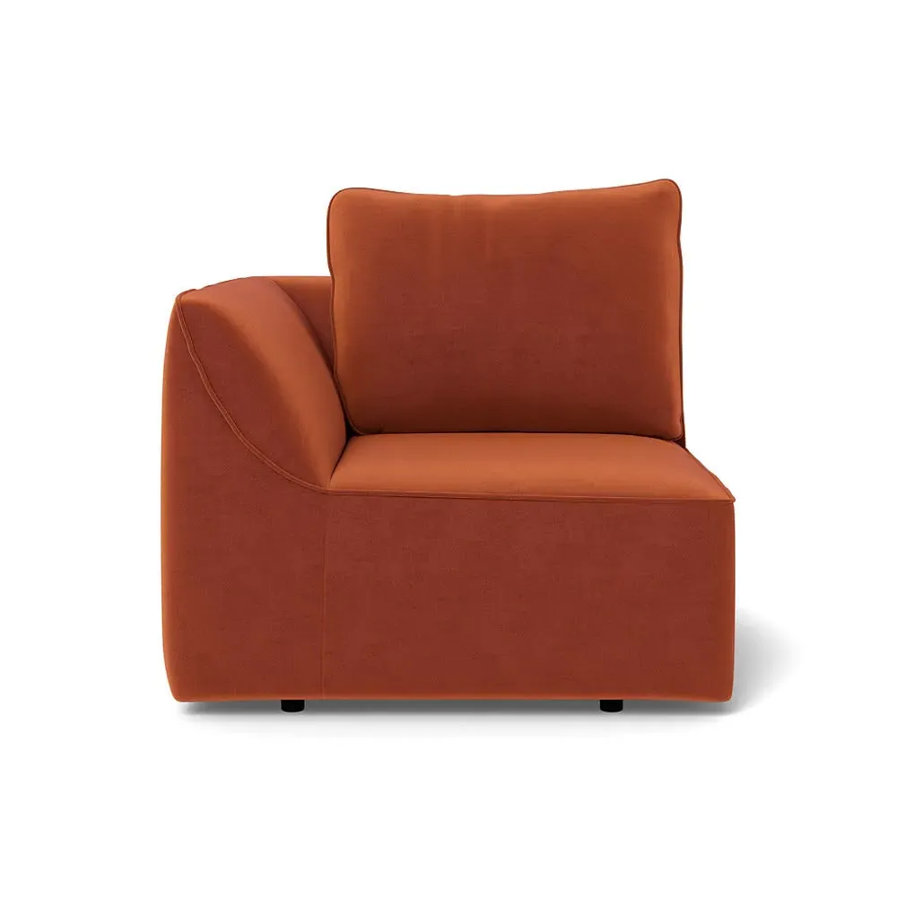 RHF Single Sofa Unit - Brown, Cotton Velvet