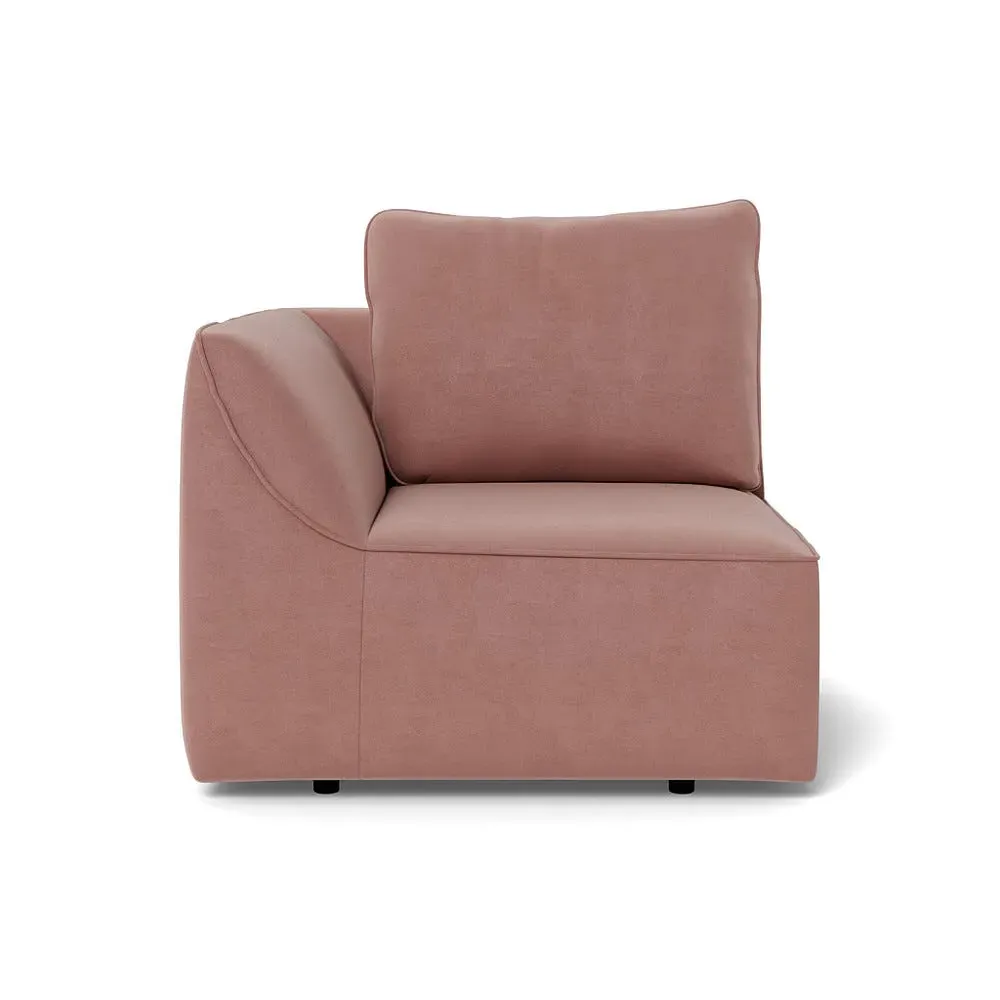 RHF Single Sofa Unit - Green, Boucle Velvet