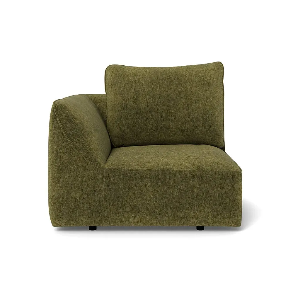 RHF Single Sofa Unit - Green, Boucle Velvet