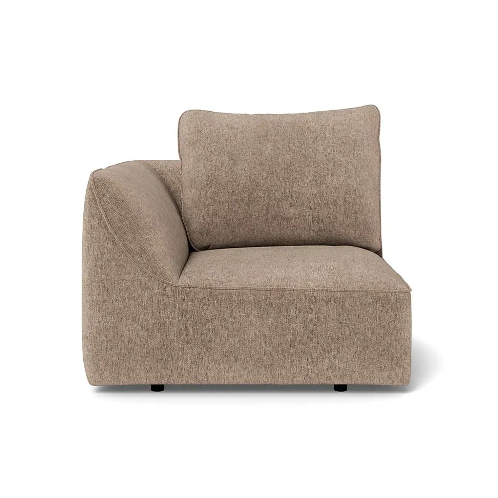 RHF Single Sofa Unit - Natural, Boucle Velvet