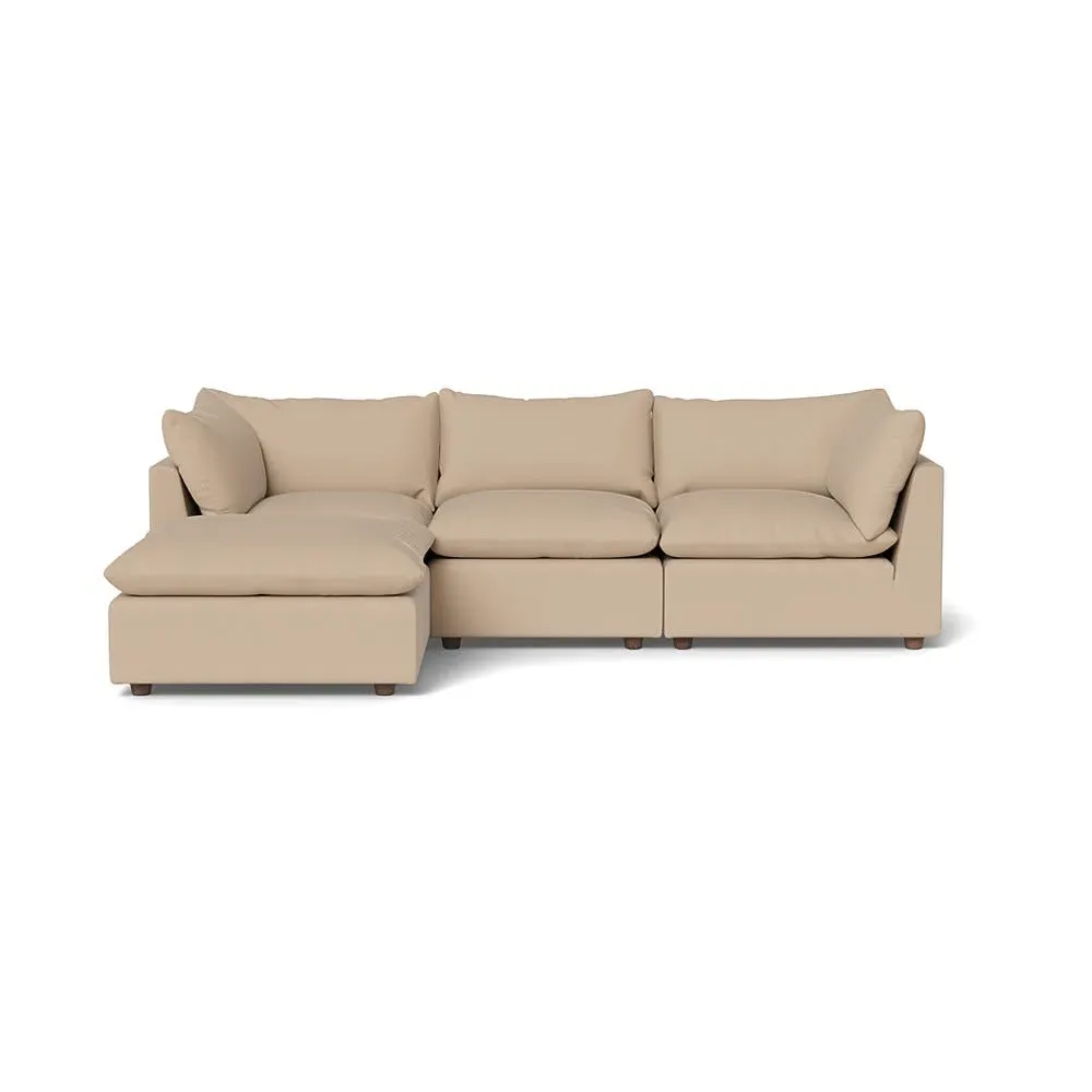 Right Corner Sofa with Beech Legs - Blue, Velvet
