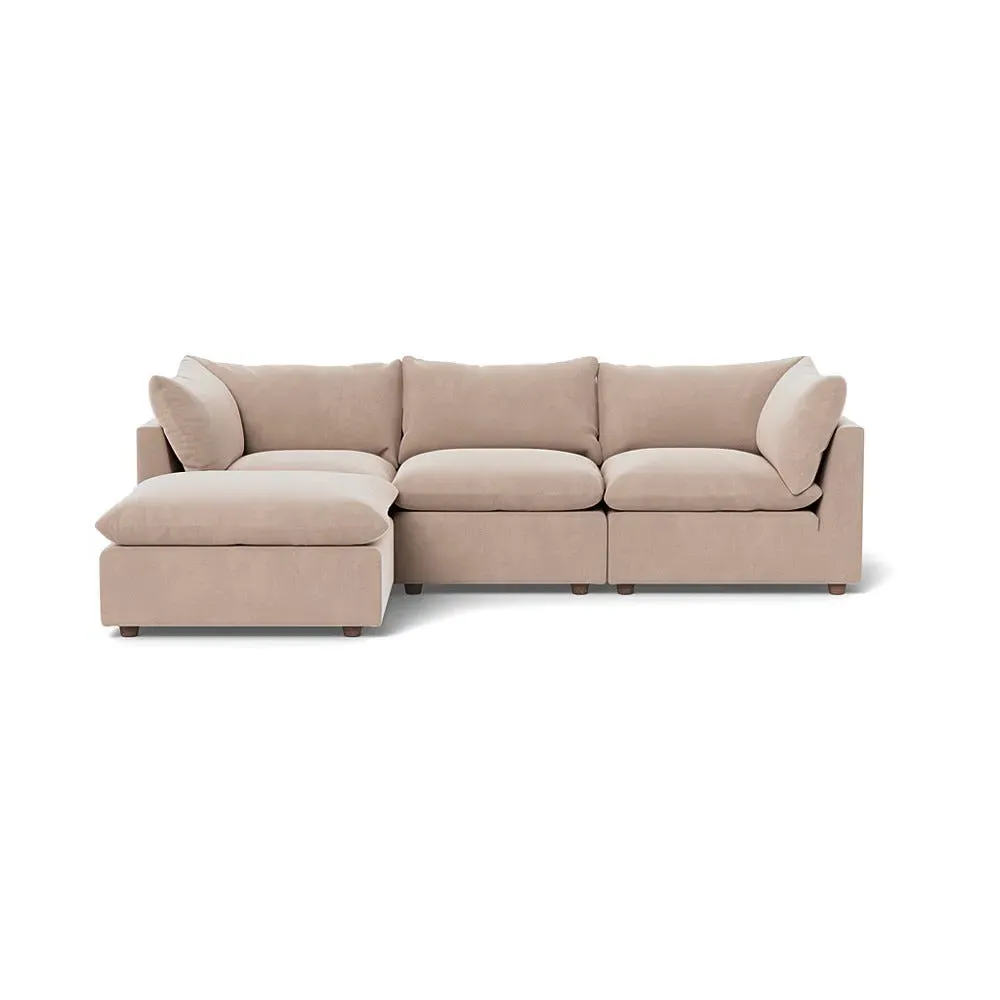 Right Corner Sofa with Beech Legs - Natural, Velvet