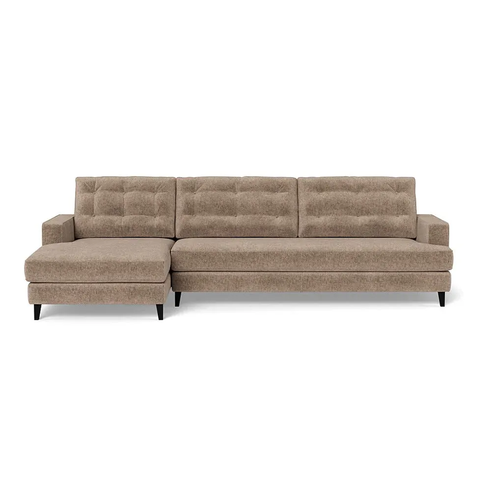 Right Corner Sofa with Chaise - Black, Boucle