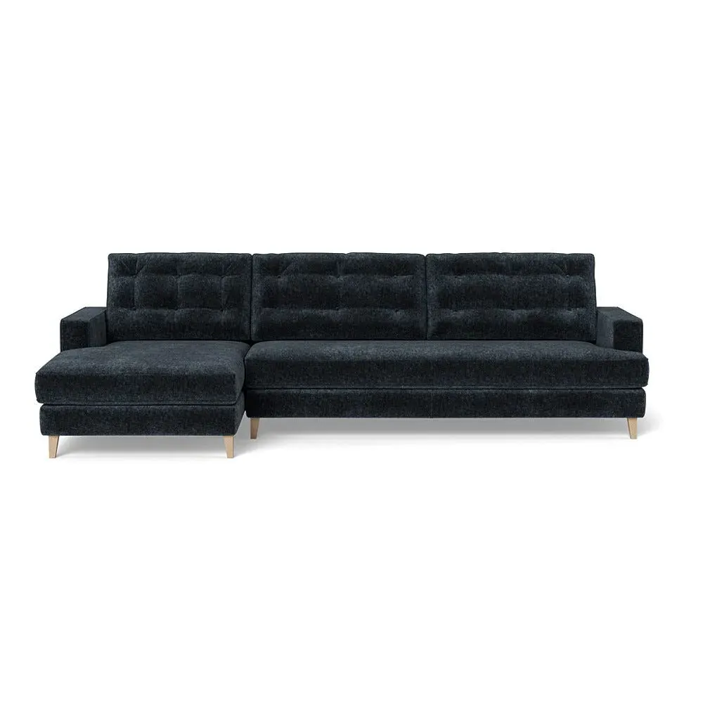 Right Corner Sofa with Chaise - Blue, Boucle
