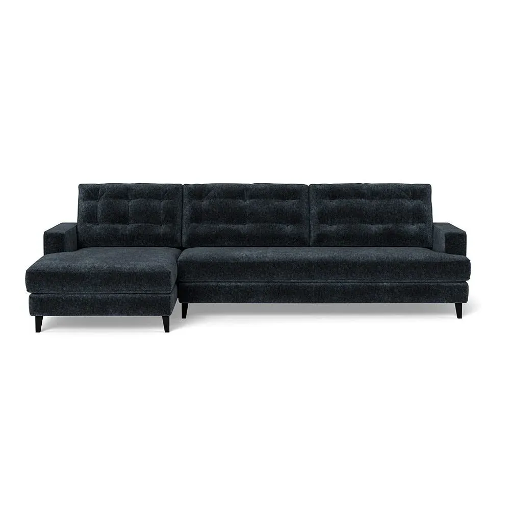 Right Corner Sofa with Chaise - Blue, Boucle