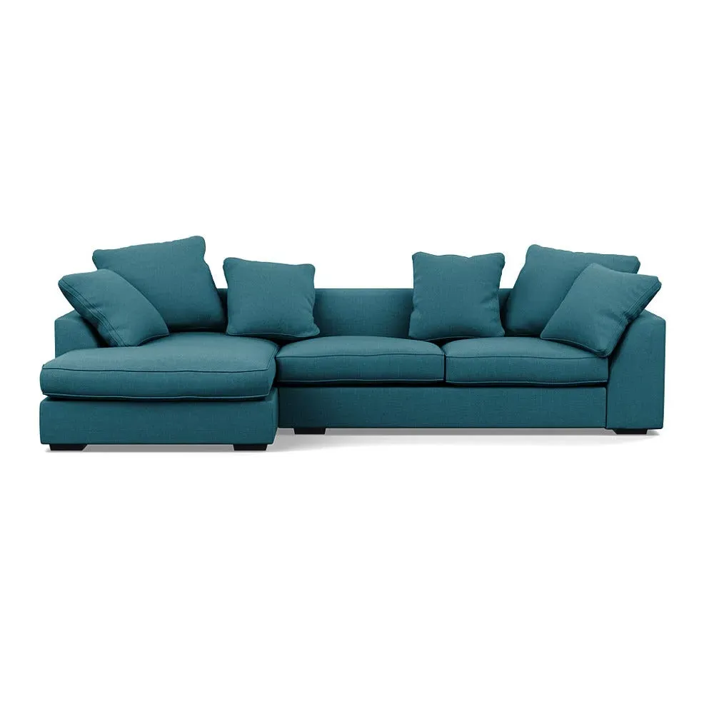 Right Corner Sofa with Chaise - Blue, Cotton image