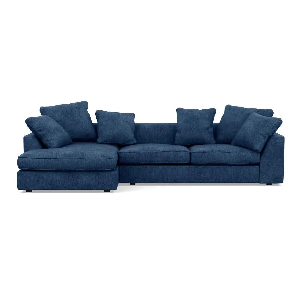 Right Corner Sofa with Chaise - Blue, Fabric