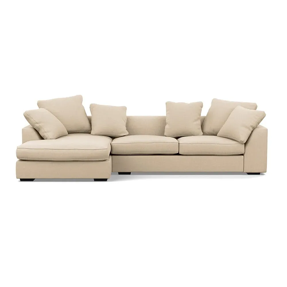 Right Corner Sofa with Chaise - Cream, Cotton