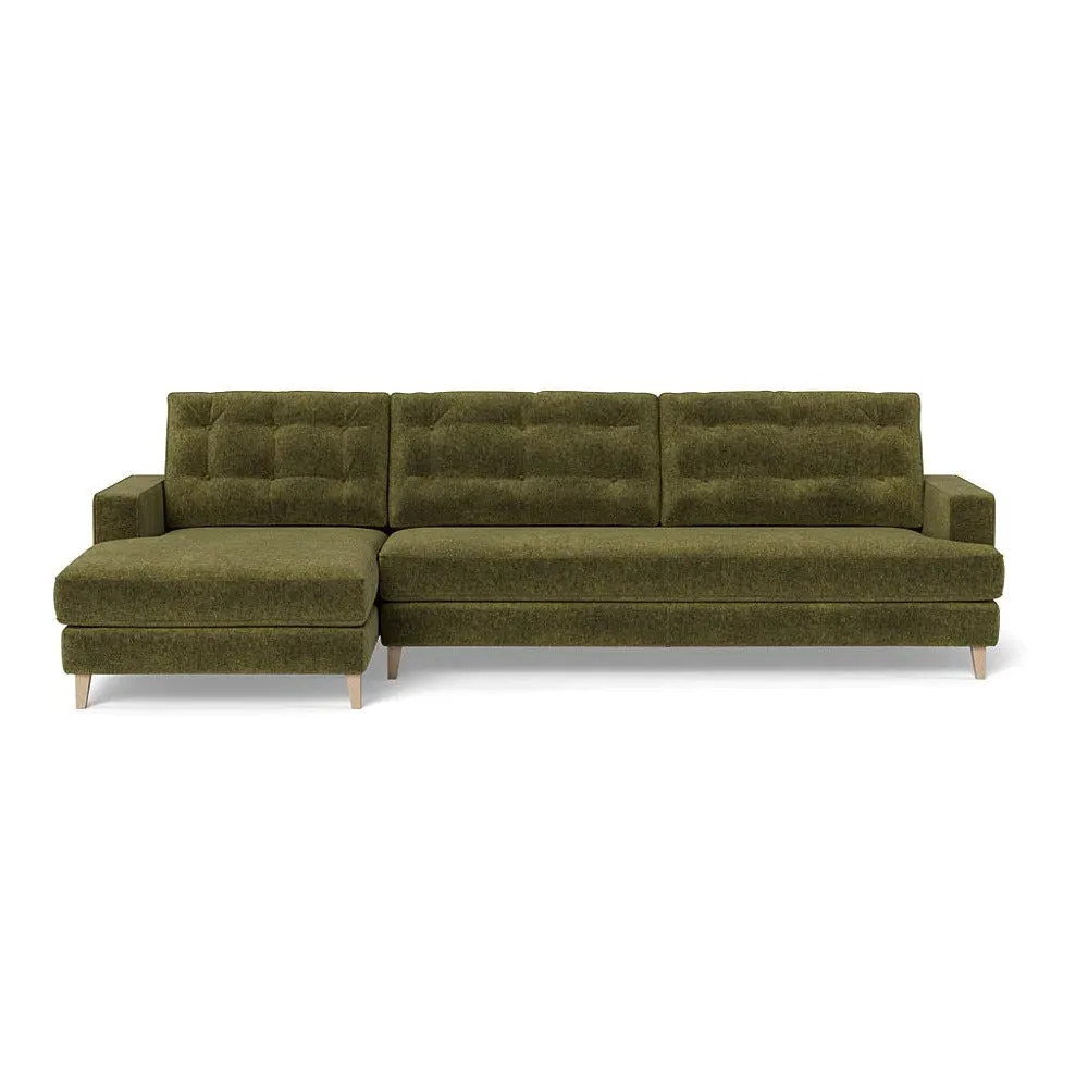 Right Corner Sofa with Chaise - Green, Boucle