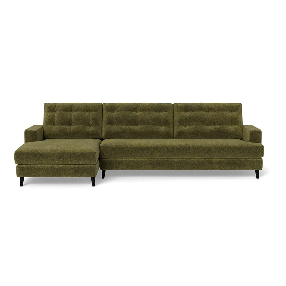 Right Corner Sofa with Chaise - Green, Boucle
