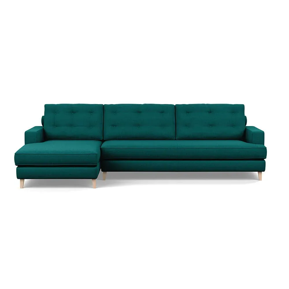 Right Corner Sofa with Chaise - Green, Cotton