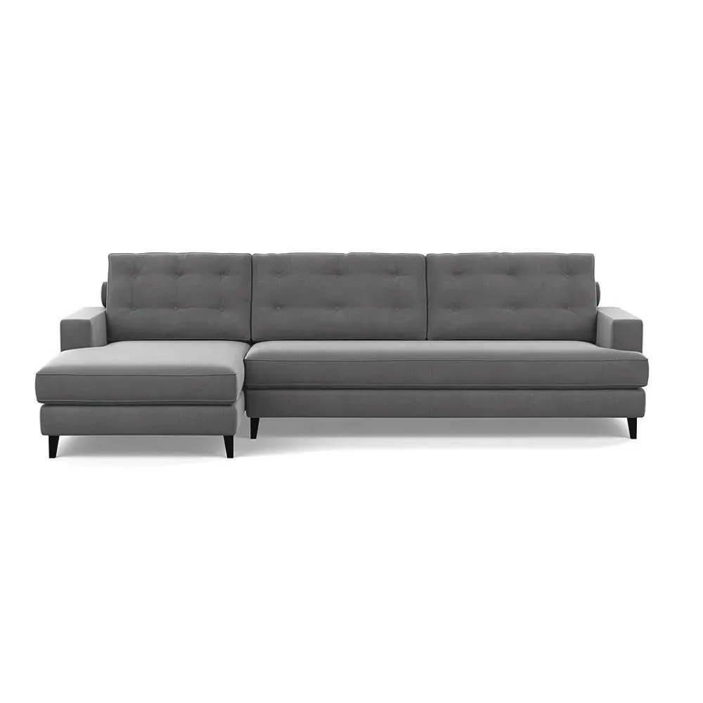 Right Corner Sofa with Chaise - Grey, Fabric