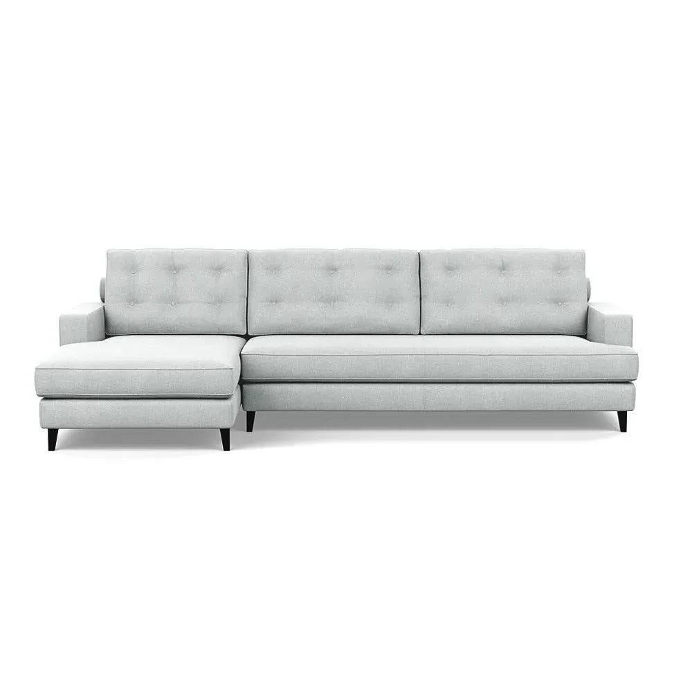 Right Corner Sofa with Chaise - Grey, Fabric