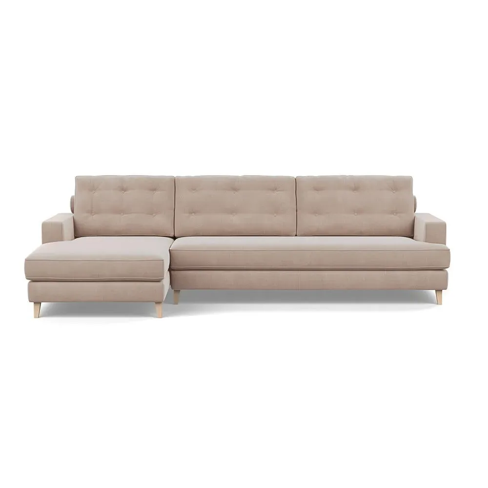 Right Corner Sofa with Chaise - Grey, Velvet
