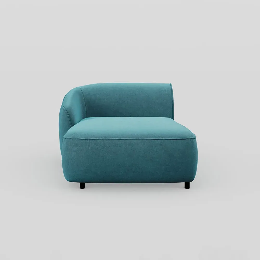 Right Hand Chaise Module - Blue, Velvet