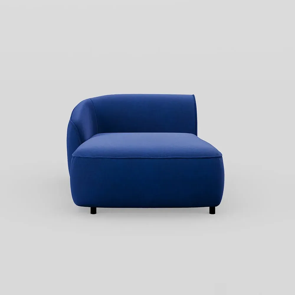 Right Hand Chaise Module - Blue, Velvet
