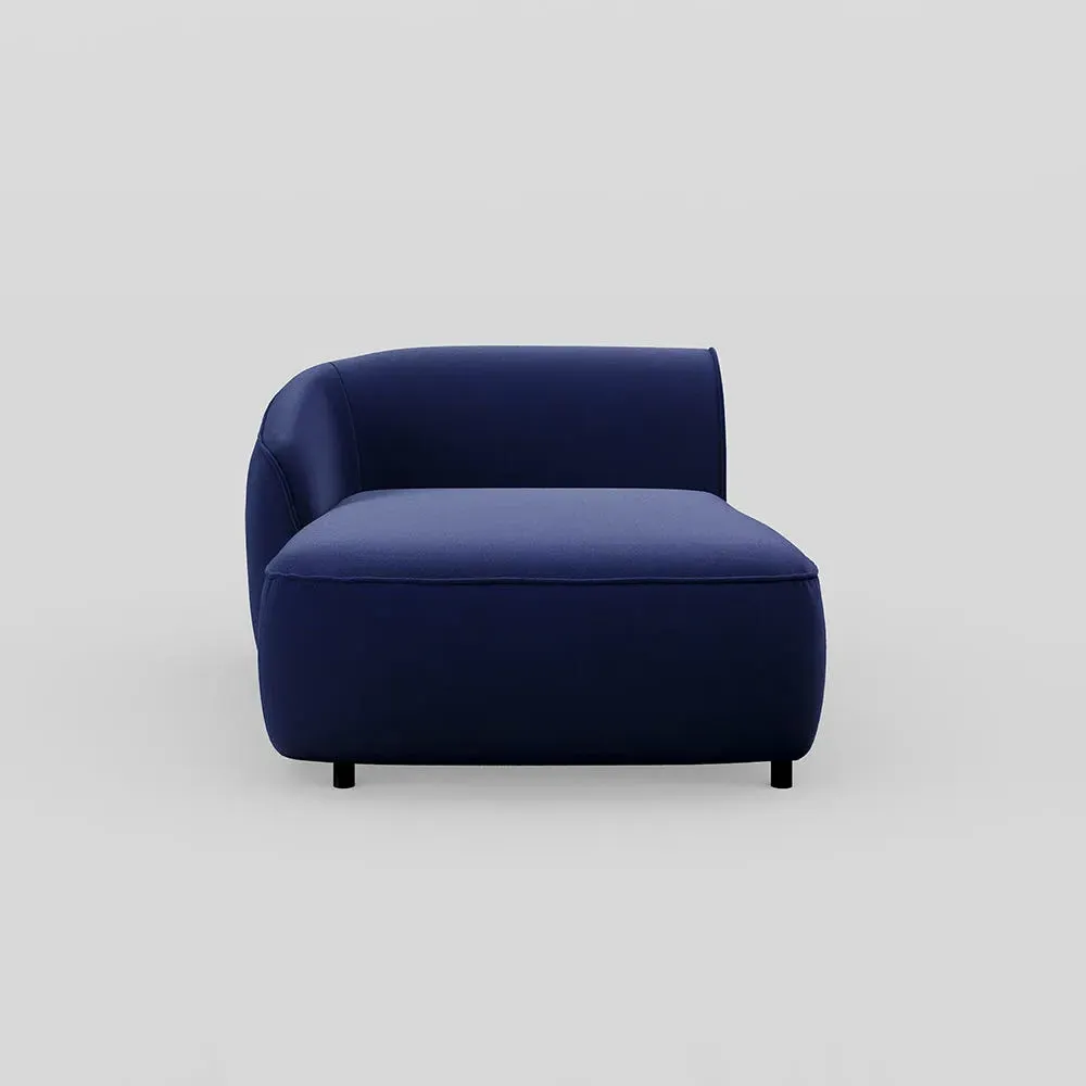 Right Hand Chaise Module - Blue, Velvet
