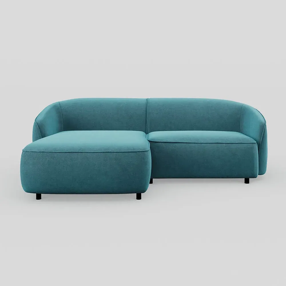 Right Hand Chaise Sofa - Blue, Velvet