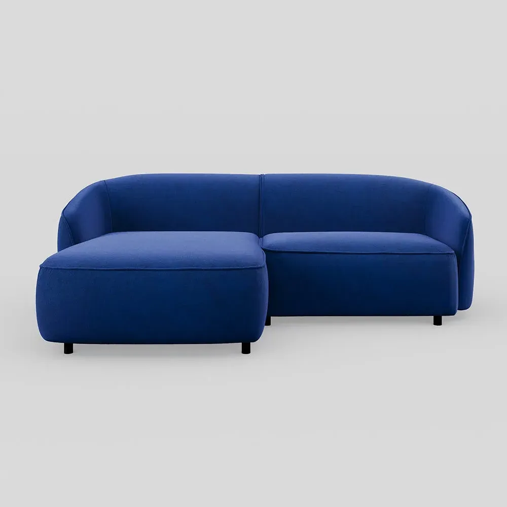 Right Hand Chaise Sofa - Blue, Velvet