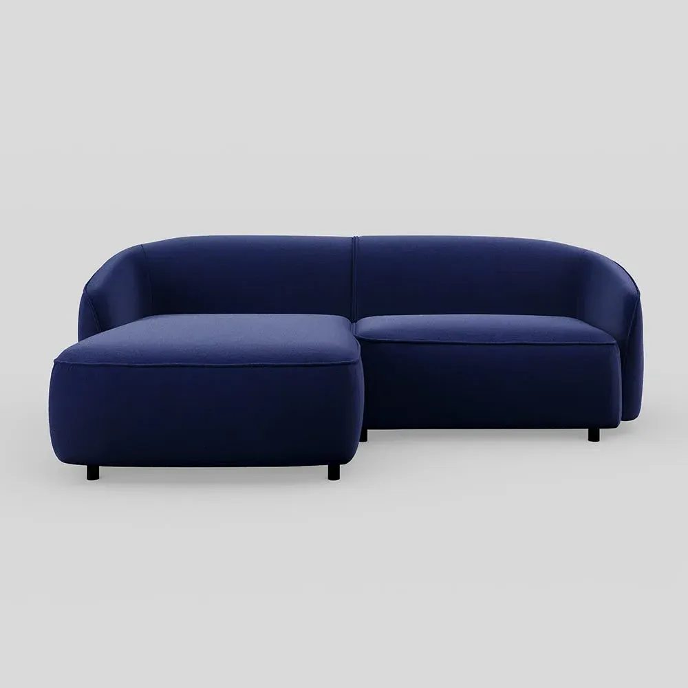 Right Hand Chaise Sofa - Blue, Velvet