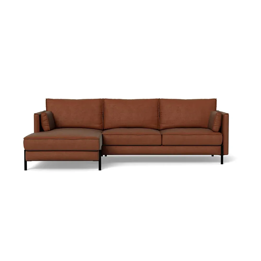 Right Hand Chaise Sofa - Brown, Velvet